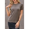 image:imageArachampCloz Womens Wool Blend Short Sleeve Sweater Business Casual Tops  Versatile Soft PillResistant Fall LayeringCoffee