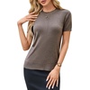 image:imageArachampCloz Womens Wool Blend Short Sleeve Sweater Business Casual Tops  Versatile Soft PillResistant Fall LayeringCoffee