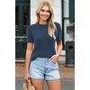 image:imageArachampCloz Womens Wool Blend Short Sleeve Sweater Business Casual Tops  Versatile Soft PillResistant Fall LayeringDark Blue
