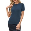 image:imageArachampCloz Womens Wool Blend Short Sleeve Sweater Business Casual Tops  Versatile Soft PillResistant Fall LayeringDark Blue