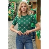 image:imageArachampCloz Womens Wool Blend Short Sleeve Sweater Business Casual Tops  Versatile Soft PillResistant Fall LayeringFour Leaf Clover
