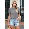 image:imageArachampCloz Womens Wool Blend Short Sleeve Sweater Business Casual Tops  Versatile Soft PillResistant Fall LayeringGray
