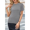 image:imageArachampCloz Womens Wool Blend Short Sleeve Sweater Business Casual Tops  Versatile Soft PillResistant Fall LayeringGray