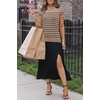 image:imageArachampCloz Womens Wool Blend Short Sleeve Sweater Business Casual Tops  Versatile Soft PillResistant Fall LayeringKhakinavy