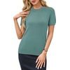 image:imageArachampCloz Womens Wool Blend Short Sleeve Sweater Business Casual Tops  Versatile Soft PillResistant Fall LayeringLake Blue