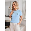 image:imageArachampCloz Womens Wool Blend Short Sleeve Sweater Business Casual Tops  Versatile Soft PillResistant Fall LayeringLight Blue5120