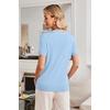 image:imageArachampCloz Womens Wool Blend Short Sleeve Sweater Business Casual Tops  Versatile Soft PillResistant Fall LayeringLight Blue5120