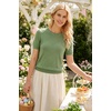 image:imageArachampCloz Womens Wool Blend Short Sleeve Sweater Business Casual Tops  Versatile Soft PillResistant Fall LayeringLight Green Heart