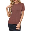 image:imageArachampCloz Womens Wool Blend Short Sleeve Sweater Business Casual Tops  Versatile Soft PillResistant Fall LayeringMapleleaf Red