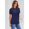 image:imageArachampCloz Womens Wool Blend Short Sleeve Sweater Business Casual Tops  Versatile Soft PillResistant Fall LayeringNavy Blue