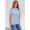 image:imageArachampCloz Womens Wool Blend Short Sleeve Sweater Business Casual Tops  Versatile Soft PillResistant Fall LayeringPale Blue