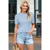 image:imageArachampCloz Womens Wool Blend Short Sleeve Sweater Business Casual Tops  Versatile Soft PillResistant Fall LayeringPale Blue