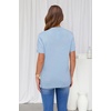 image:imageArachampCloz Womens Wool Blend Short Sleeve Sweater Business Casual Tops  Versatile Soft PillResistant Fall LayeringPale Blue