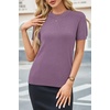 image:imageArachampCloz Womens Wool Blend Short Sleeve Sweater Business Casual Tops  Versatile Soft PillResistant Fall LayeringPurple