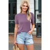 image:imageArachampCloz Womens Wool Blend Short Sleeve Sweater Business Casual Tops  Versatile Soft PillResistant Fall LayeringPurple