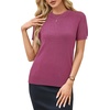 image:imageArachampCloz Womens Wool Blend Short Sleeve Sweater Business Casual Tops  Versatile Soft PillResistant Fall LayeringRaspberry Pink