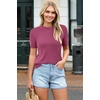 image:imageArachampCloz Womens Wool Blend Short Sleeve Sweater Business Casual Tops  Versatile Soft PillResistant Fall LayeringRaspberry Pink