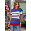 image:imageArachampCloz Womens Wool Blend Short Sleeve Sweater Business Casual Tops  Versatile Soft PillResistant Fall LayeringRed  White and Blue