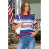 image:imageArachampCloz Womens Wool Blend Short Sleeve Sweater Business Casual Tops  Versatile Soft PillResistant Fall LayeringRed  White and Blue