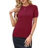 image:imageArachampCloz Womens Wool Blend Short Sleeve Sweater Business Casual Tops  Versatile Soft PillResistant Fall LayeringRed