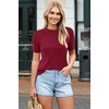 image:imageArachampCloz Womens Wool Blend Short Sleeve Sweater Business Casual Tops  Versatile Soft PillResistant Fall LayeringRed