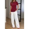 image:imageArachampCloz Womens Wool Blend Short Sleeve Sweater Business Casual Tops  Versatile Soft PillResistant Fall LayeringRed