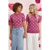 image:imageArachampCloz Womens Wool Blend Short Sleeve Sweater Business Casual Tops  Versatile Soft PillResistant Fall LayeringRose Heart