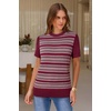image:imageArachampCloz Womens Wool Blend Short Sleeve Sweater Business Casual Tops  Versatile Soft PillResistant Fall LayeringWine5192