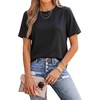 image:imageArachampCloz Womens Acetate Blend Satin Casual Blouse Crew Neck Loose Fit Ladies TopsBlack