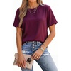 image:imageArachampCloz Womens Acetate Blend Satin Casual Blouse Crew Neck Loose Fit Ladies TopsWine Red