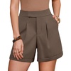 image:imageArachampCloz Womens Linen Blend Wide Leg Business Casual Dressy Shorts  Linen Blend pleated Detail FoldOver Hem High Waisted Dressy Shorts Teacher Business Casual Work Outfits Summer 2026Coffee