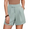 image:imageArachampCloz Womens Linen Blend Wide Leg Business Casual Dressy Shorts  Linen Blend pleated Detail FoldOver Hem High Waisted Dressy Shorts Teacher Business Casual Work Outfits Summer 2026Gray Green
