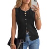 image:imageArachampCloz Womens Wool Blend Non See Through Button Down Casual Tank Tops  Sleeveless Top Crew Neck Fall Outfits Work to Weekend BreathableampSoft LightweightampFlattering ComfortableampStylishBlack