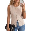 image:imageArachampCloz Womens Wool Blend Non See Through Button Down Casual Tank Tops  Sleeveless Top Crew Neck Fall Outfits Work to Weekend BreathableampSoft LightweightampFlattering ComfortableampStylishApricot