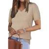 image:imageArachampCloz Womens Wool Blend Short Sleeve Summer Business Casual Sweater  LightweightampSoft Fabric Breathable Top VNeck Regular Fit Office Wear Teacher Outfits Fall Capsule Wardrobe 2026Apricot02