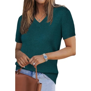 image:imageArachampCloz Womens Wool Blend Short Sleeve Summer Business Casual Sweater  LightweightampSoft Fabric Breathable Top VNeck Regular Fit Office Wear Teacher Outfits Fall Capsule Wardrobe 2026Green